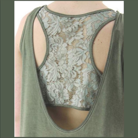 Lace Back Olive Green Tank Blouse Natural Dye - Picture 4 of 4